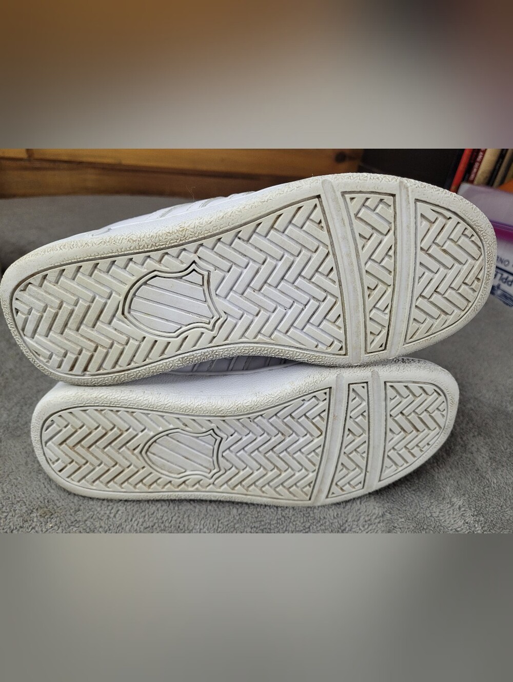 K Swiss White Green Shoes Womens 7.5 Leather Low Top Sneakers *No Laces* - Picture 7 of 8